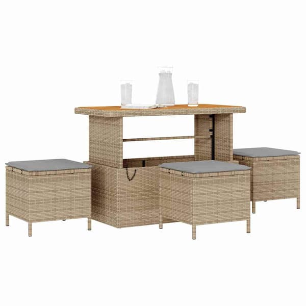 vidaXL Trädgårdsmöbelset Beige konstrotting