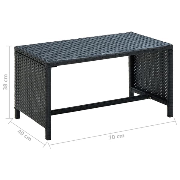 vidaXL Sofabord svart 70x40x38 cm polyrotting change2