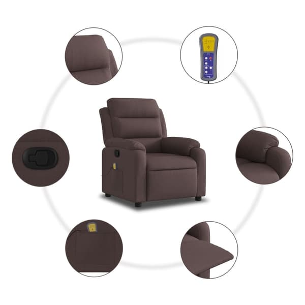 vidaXL Massagefåtölj mörkbrun tyg