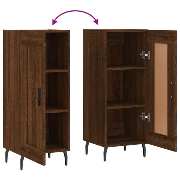 vidaXL Skjenk brun eik 34,5x34x90 cm konstruert tre
