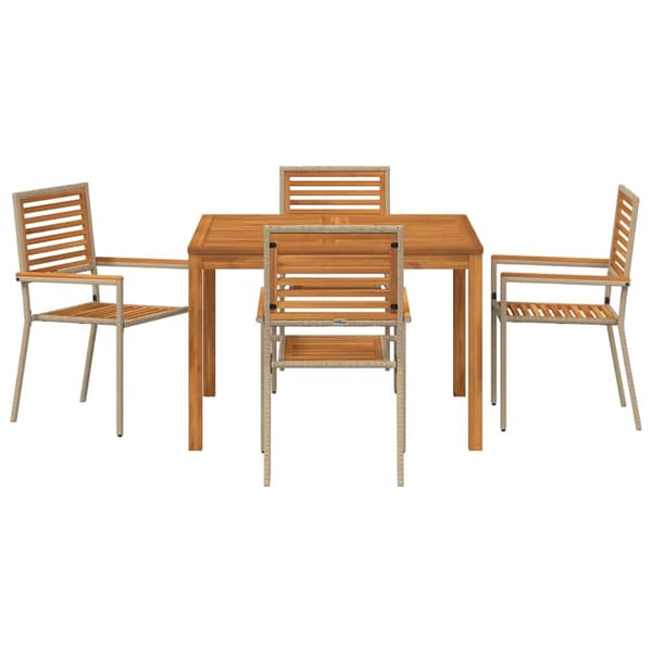 vidaXL Hage Spisegruppe 5 pcs Beige Solid akasietre