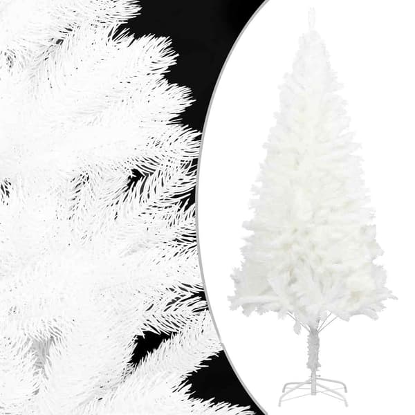 vidaXL Belyst plastgran med kulor vit 120 cm