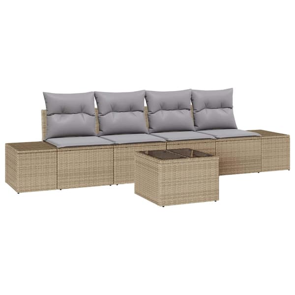 vidaXL Soffset med kudde 5 pcs Beige och Ljusgrå konstrotting