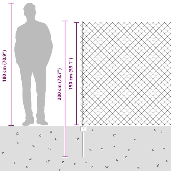 vidaXL Gjerde med innlegg. Grå 1.5 x 10 m Stål