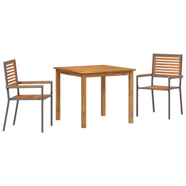 vidaXL Hage Spisegruppe 3 pcs Grå Solid akasietre