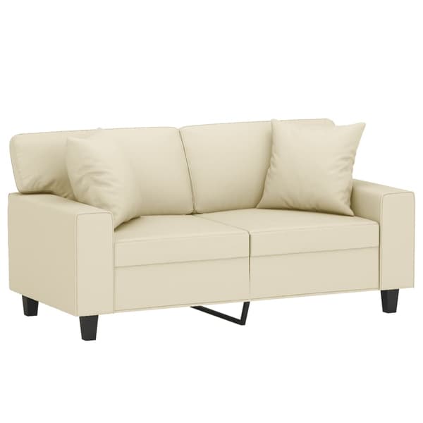 vidaXL 2-sits soffa med prydnadskuddar gräddvit 120 cm konstläder