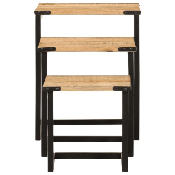 vidaXL Stablebare salongbord 3 stk heltre mango og jern