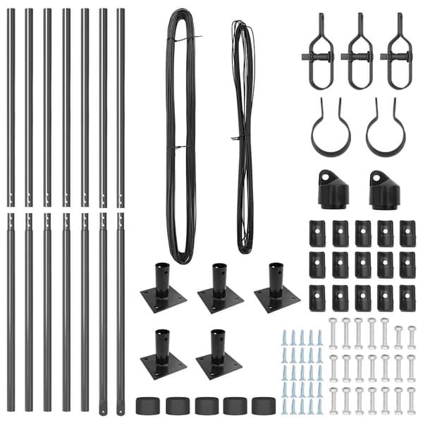 vidaXL Gjerdepåle 7 pcs Grå Stål