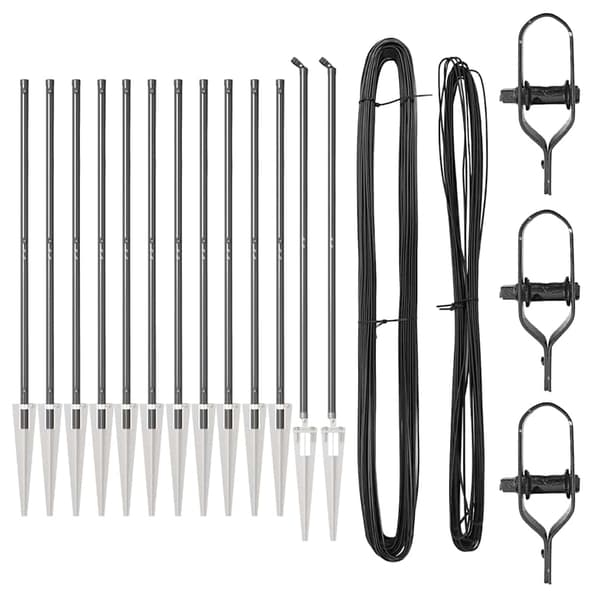 vidaXL Gjerdepåle 13 pcs Grå Stål