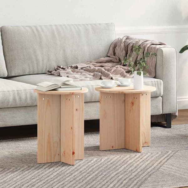 vidaXL Kaffebord 2 pcs Naturlig