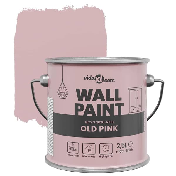 vidaXL Väggfärg Rosa 2,5 L Väggprint