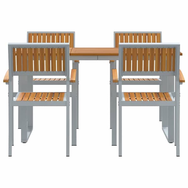 vidaXL Trädgårdsmöbelset 5 pcs Grå Massivt Akaciaträ