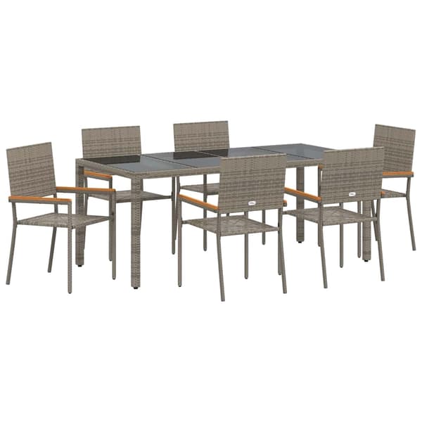vidaXL Trädgårdsmöbelset 7 pcs Grå konstrotting