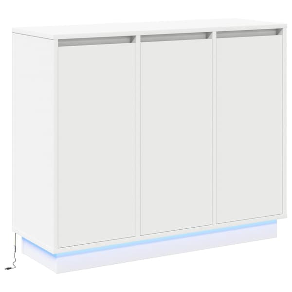vidaXL Sideboard med LED Hvit 90x32x75 cm Laget av tre