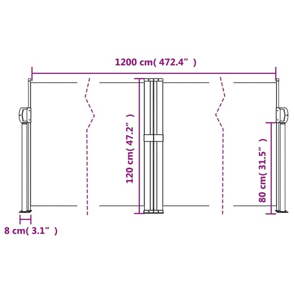 vidaXL Infällbar sidomarkis beige 120x1200 cm
