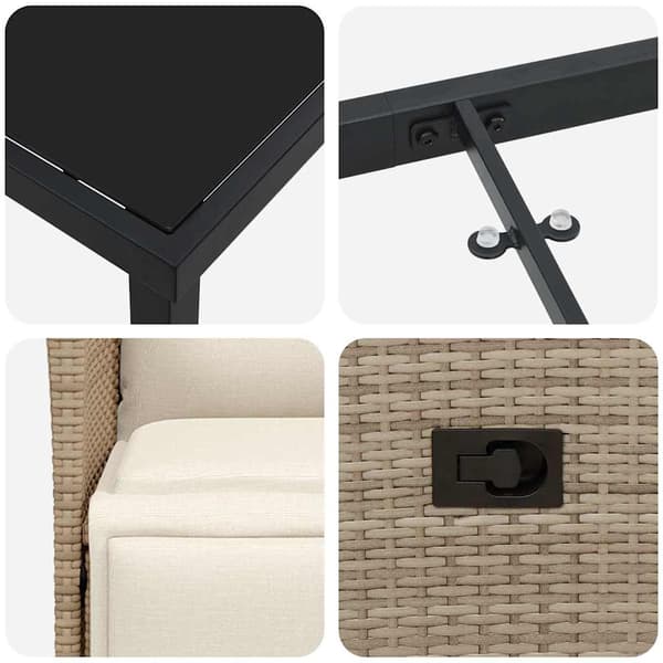 vidaXL Trädgårdsmöbelset med kudde 7 pcs Beige konstrotting