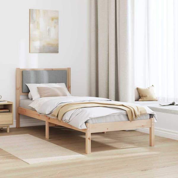 vidaXL Sängram med Vadderad Sänggavel Ljusgrå 80 x 200 cm
