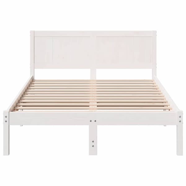 vidaXL Sängram Vit 120 x 200 cm Massivt tallträ