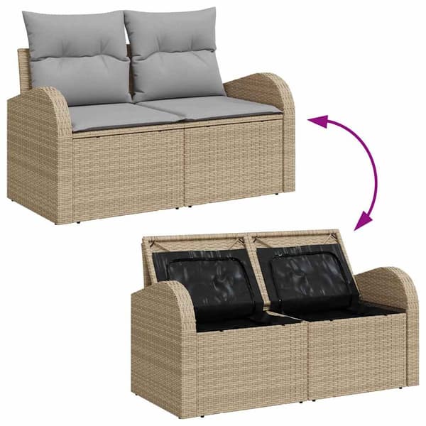 vidaXL Trädgårdsoffset 6 pcs Beige konstrotting