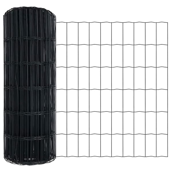 vidaXL Gjerde med stolpe Grå 0,4 x 10 m Stål og PVC