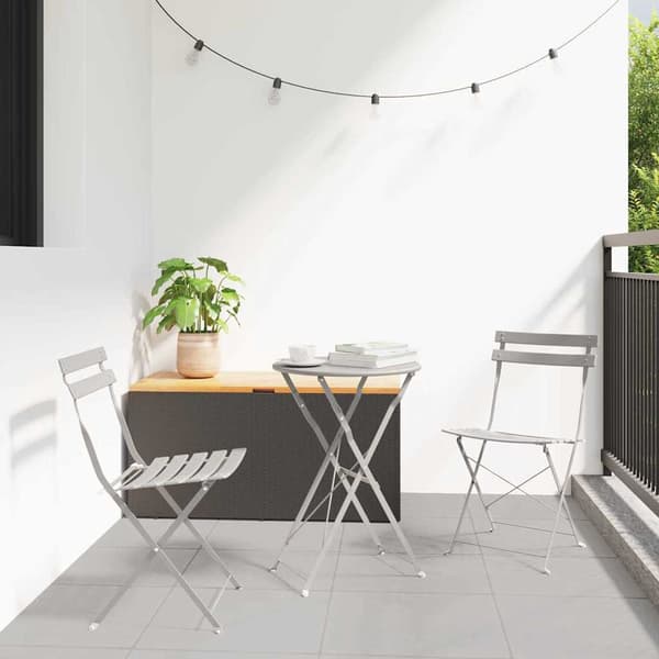 vidaXL Sammenleggbart Bistrosett 3 pcs Beige Stål