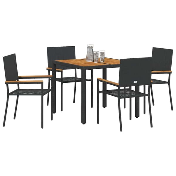 vidaXL Hage Spisegruppe 5 pcs Svart polyrotting