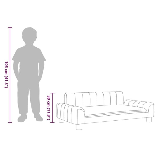 vidaXL Barnsoffa gräddvit 90x53x30 cm tyg