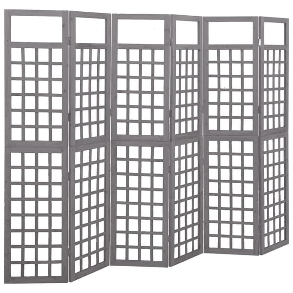 vidaXL Romdeler/espalier 6 paneler heltre gran grå 242,5x180 cm