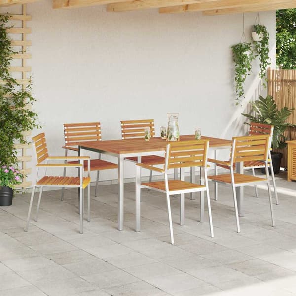 vidaXL Hage Spisegruppe 7 pcs Brun Solid akasietre