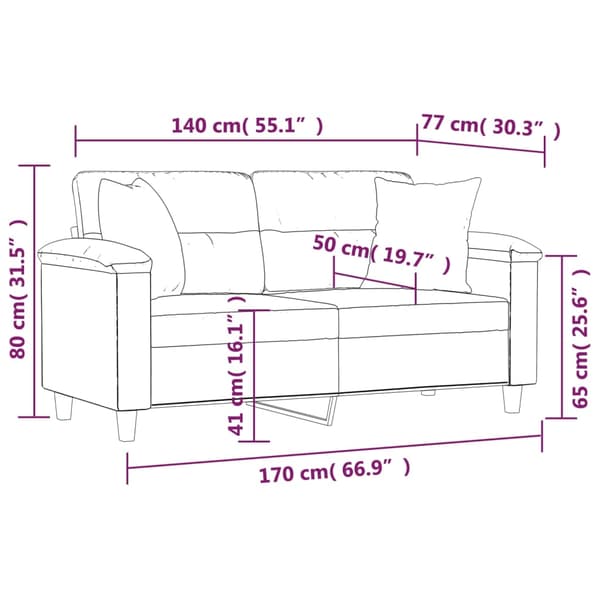 vidaXL 2-sitssoffa med prydnadskuddar mörkgrå 140 cm mikrofibertyg