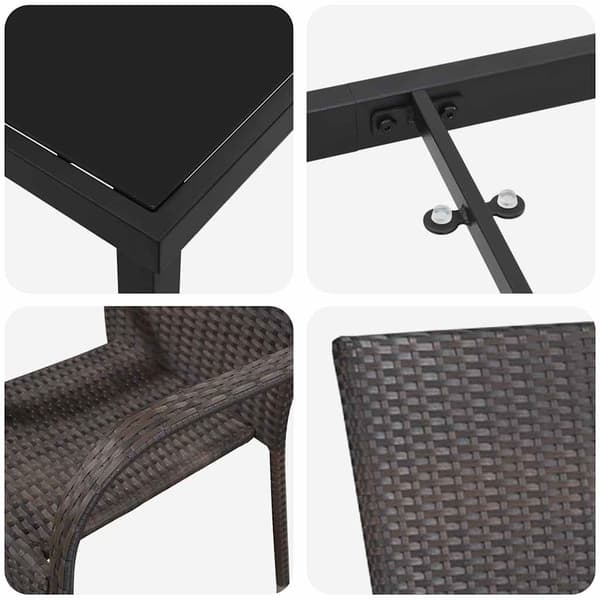vidaXL Trädgårdsmöbelset 3 pcs Brun Pulverlackerat stål