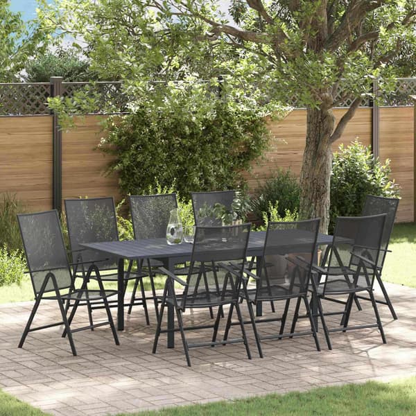 vidaXL Trädgårdsmöbelset 9 pcs Antracit Stål