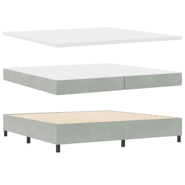 vidaXL Bäddfjäder med madrass Ljusgrå 200 x 200 cm Sammet