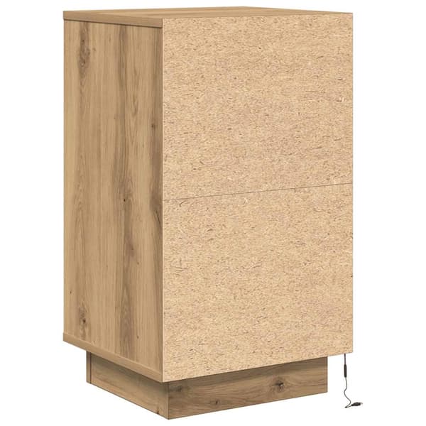 vidaXL Nattbord med LED-lys artisan eik 38x34x65 cm