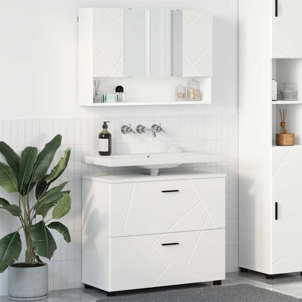 vidaXL Badrumsmöbelset med låda 2 st Vit 76,5 x 35 x 64 cm