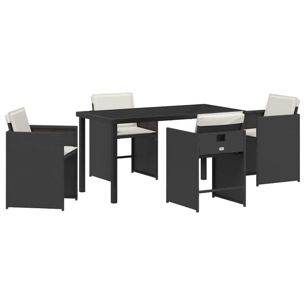 vidaXL Hage Spisegruppe 5 pcs Svart polyrotting