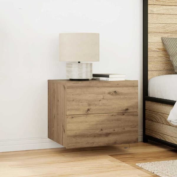 vidaXL Väggmonterat Sängbord Artisan ek Massiv ek Medium Sängbord