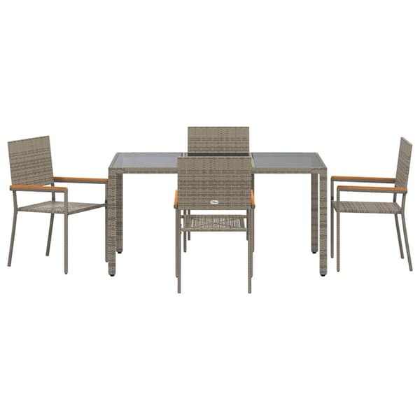 vidaXL Trädgårdsmöbelset 5 pcs Grå konstrotting