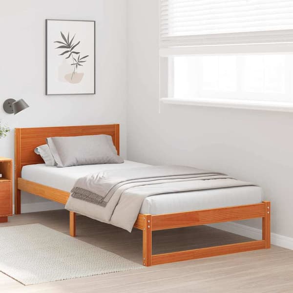 vidaXL Sängram Vit 90 x 190 cm Massiv furu