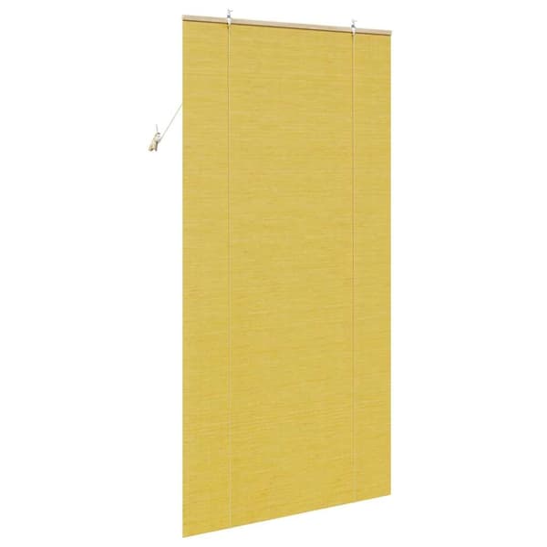 vidaXL Rullgardin med gardiner Gul 120 x 220 cm Bambu