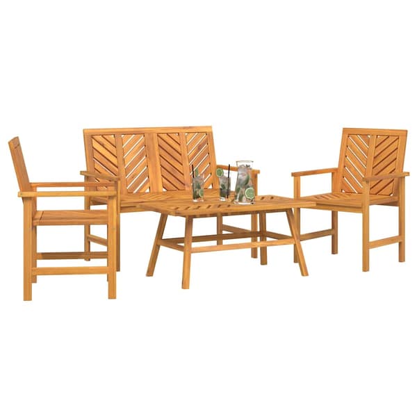 vidaXL Hage lounge sett 4 pcs Brun Solid akasietre