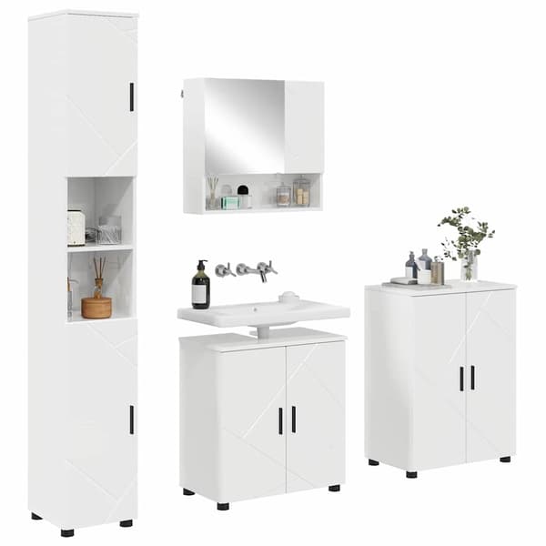 vidaXL Badrumsmöbelset 4 delar Högglans vit 61 x 35 x 64 cm