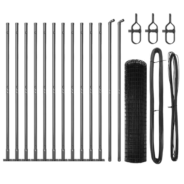 vidaXL Gjerde med stolpe Grå 1 x 25 m Stål og PVC