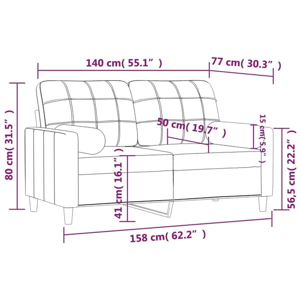 vidaXL 2-sits soffa med prydnadskuddar brun 140 cm tyg
