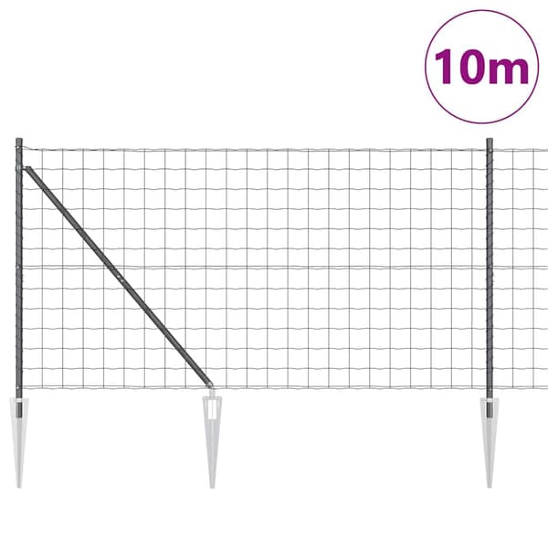 vidaXL Gjerde med stolpe Grå 1,2 x 10 m Stål