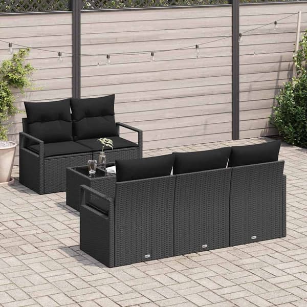 vidaXL Soffset med kudde 6 pcs Svart konstrotting