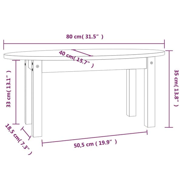 vidaXL Soffbord grå 80x40x35 cm massiv furu