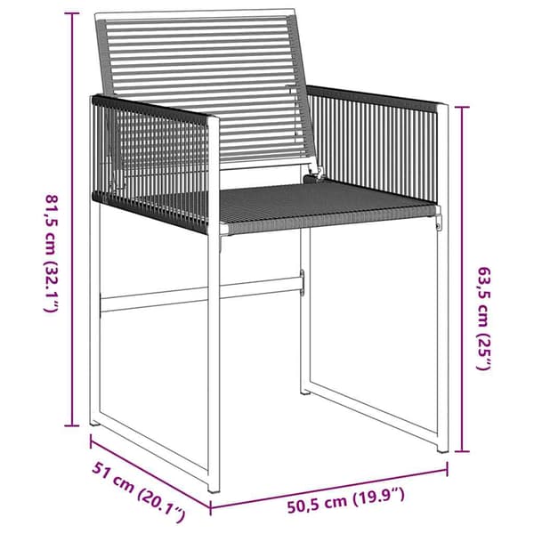 vidaXL Trädgårdsmöbelset 9 pcs Svart Pulverlackerat stål