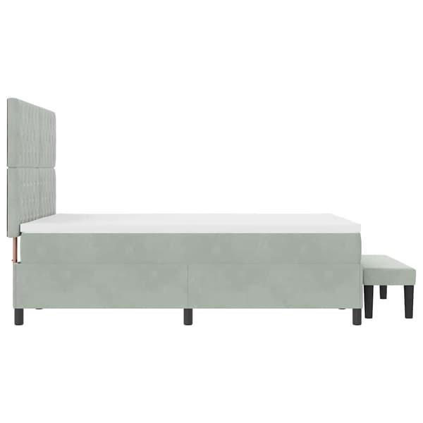 vidaXL Bäddfjäder med madrass Ljusgrå 160 x 200 cm Sammet