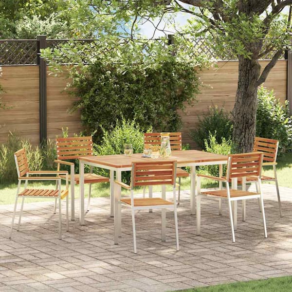 vidaXL Hage Spisegruppe 7 pcs Brun Solid akasietre